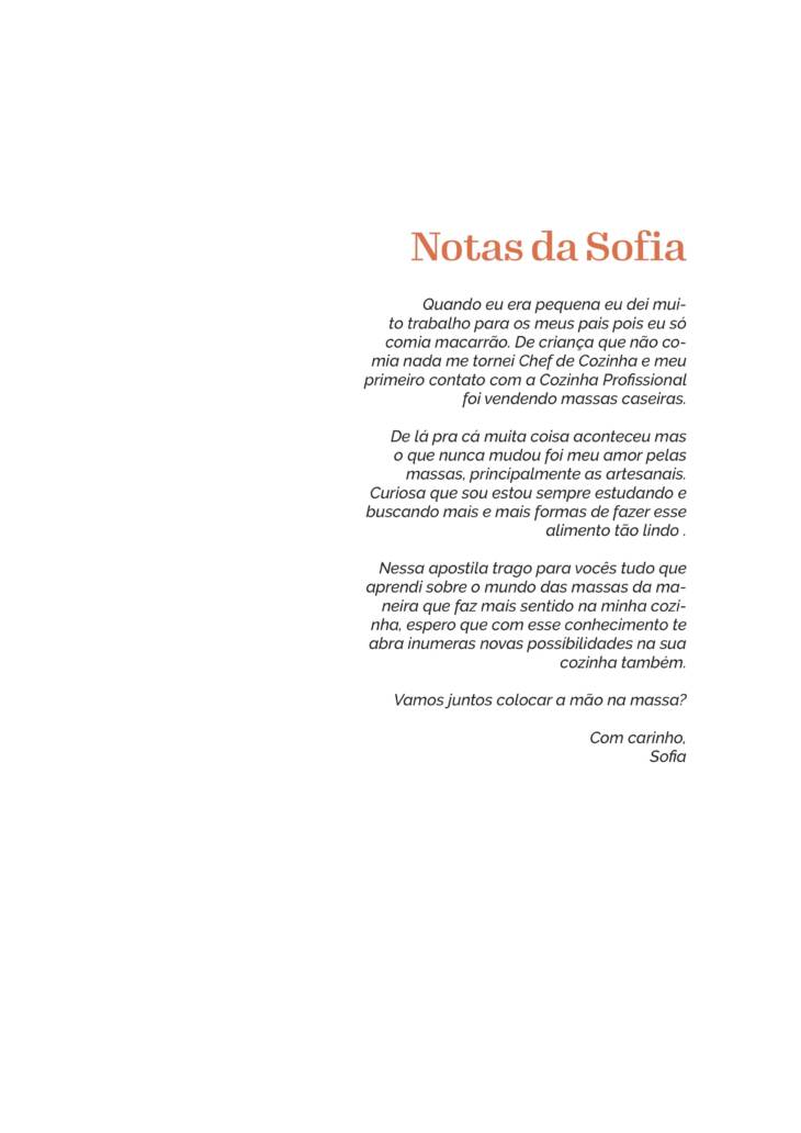 Notas de Sofia, um texto de boas-vindas para quem lê o Manual de Massas Artesanais da Escola A Cozinha de Sofia